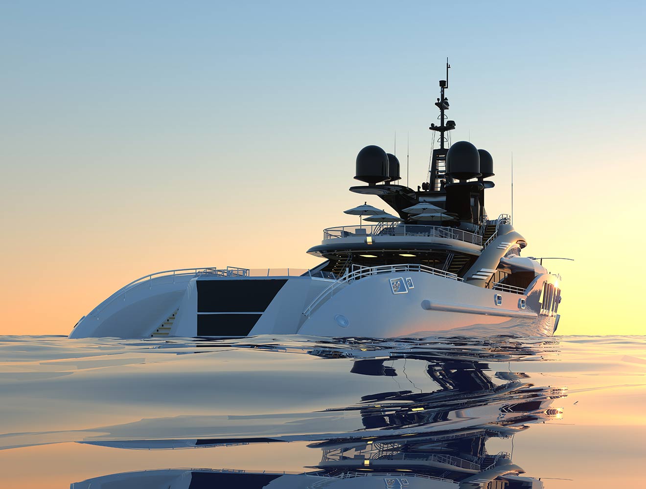 Yacht starboard idling ahead